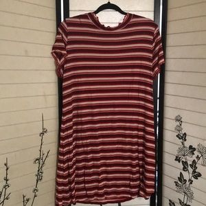Red white and black striped dress